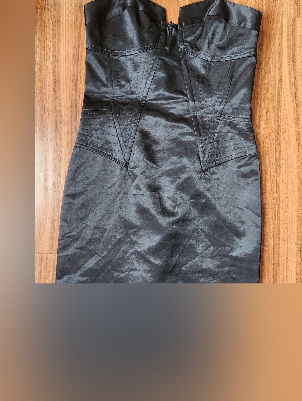 Strapless Black Satin Sheath Dress